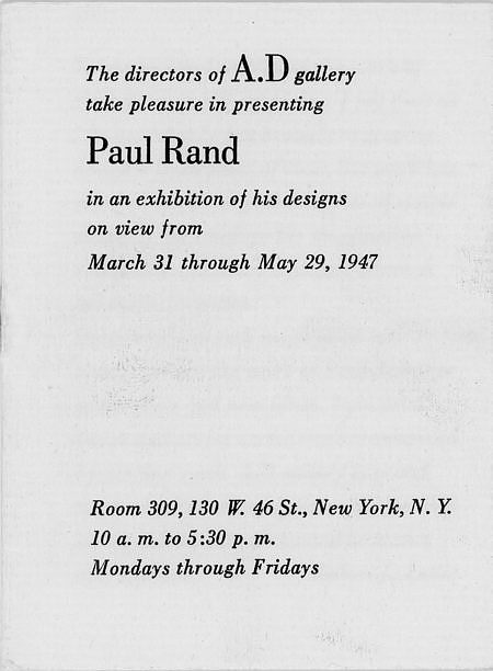 A-D Gallery Presents: Paul Rand